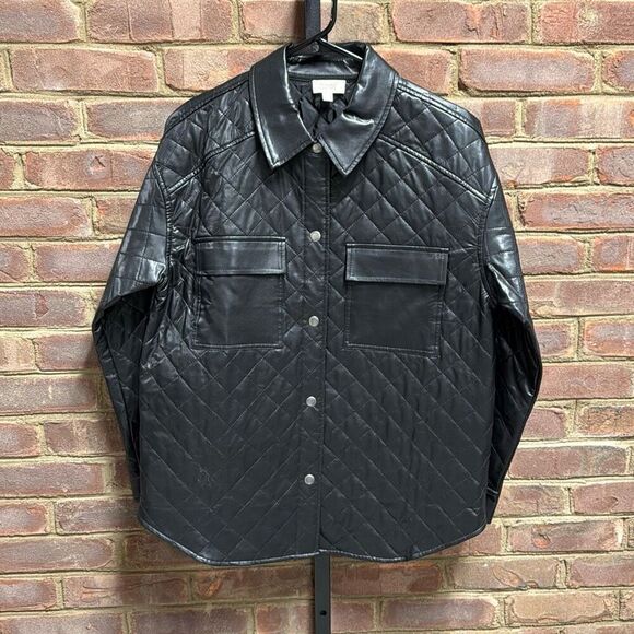 ODDY Women’s Black Quilted Faux Leather Jacket Size Small NEW - Picture 4 of 8